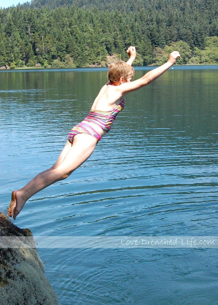 Abigail jumping without hesitation.